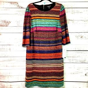 PERCEPTIONS NEW YORK SIZE L MULTICOLOR SPARKLY DRESS‎ MIDDI SHINY PARTY